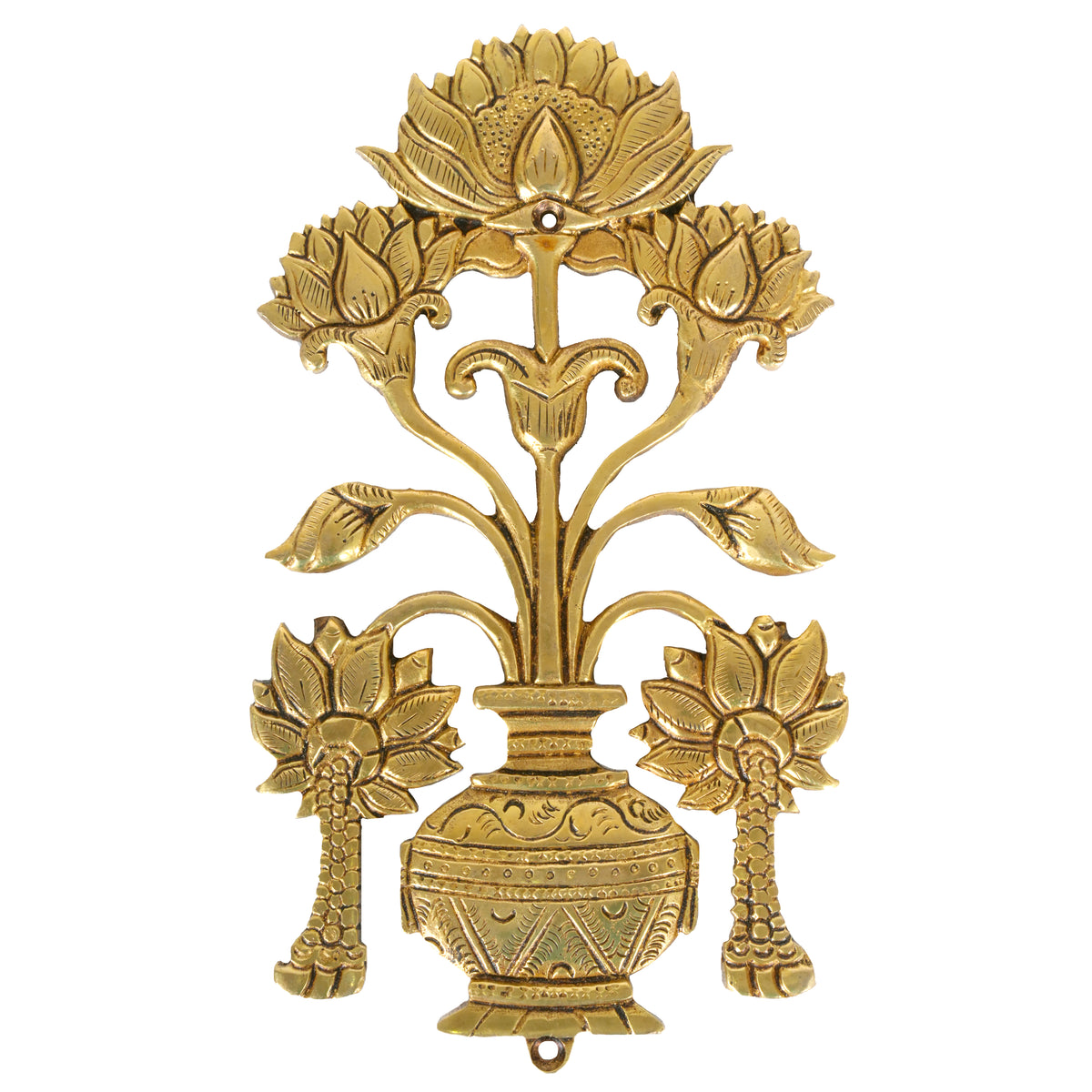 Handcrafted Floral Motif Brass Wall Decor