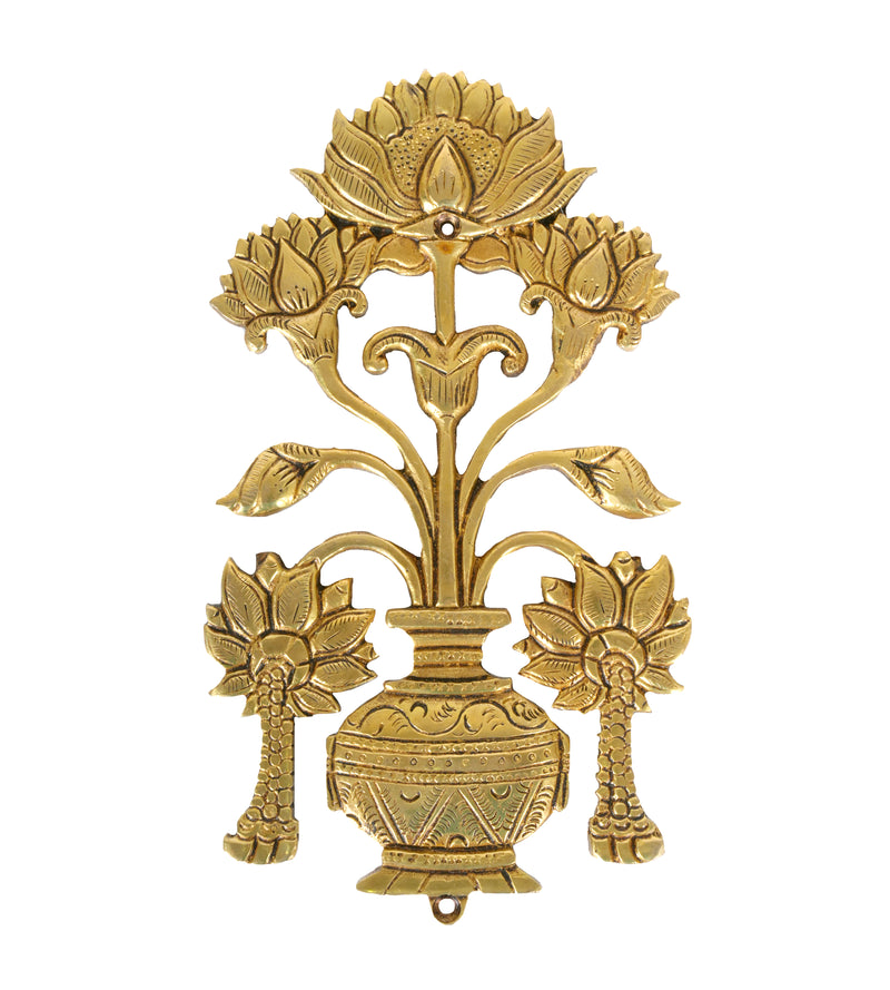 Handcrafted Floral Motif Brass Wall Decor