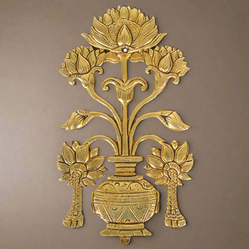 Handcrafted Floral Motif Brass Wall Decor