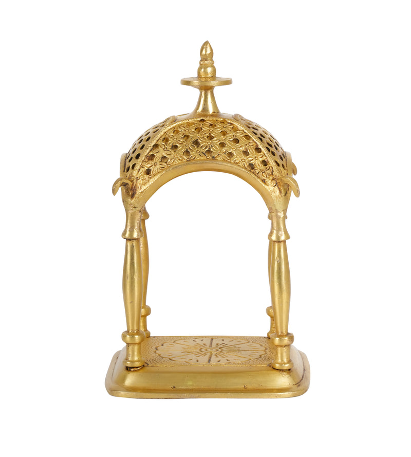 Brass Miniature Canopy Shrine – Handcrafted Heritage Accent