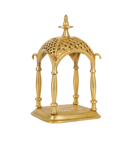 Brass Miniature Canopy Shrine – Handcrafted Heritage Accent