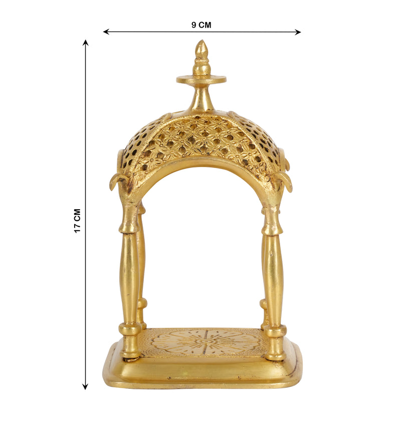 Brass Miniature Canopy Shrine – Handcrafted Heritage Accent