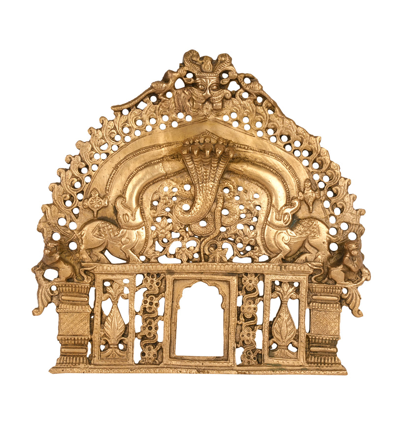 Handcrafted Indian Brass Prabhavali Wall Hanging| Temple Arch with Naga & Divine Motifs