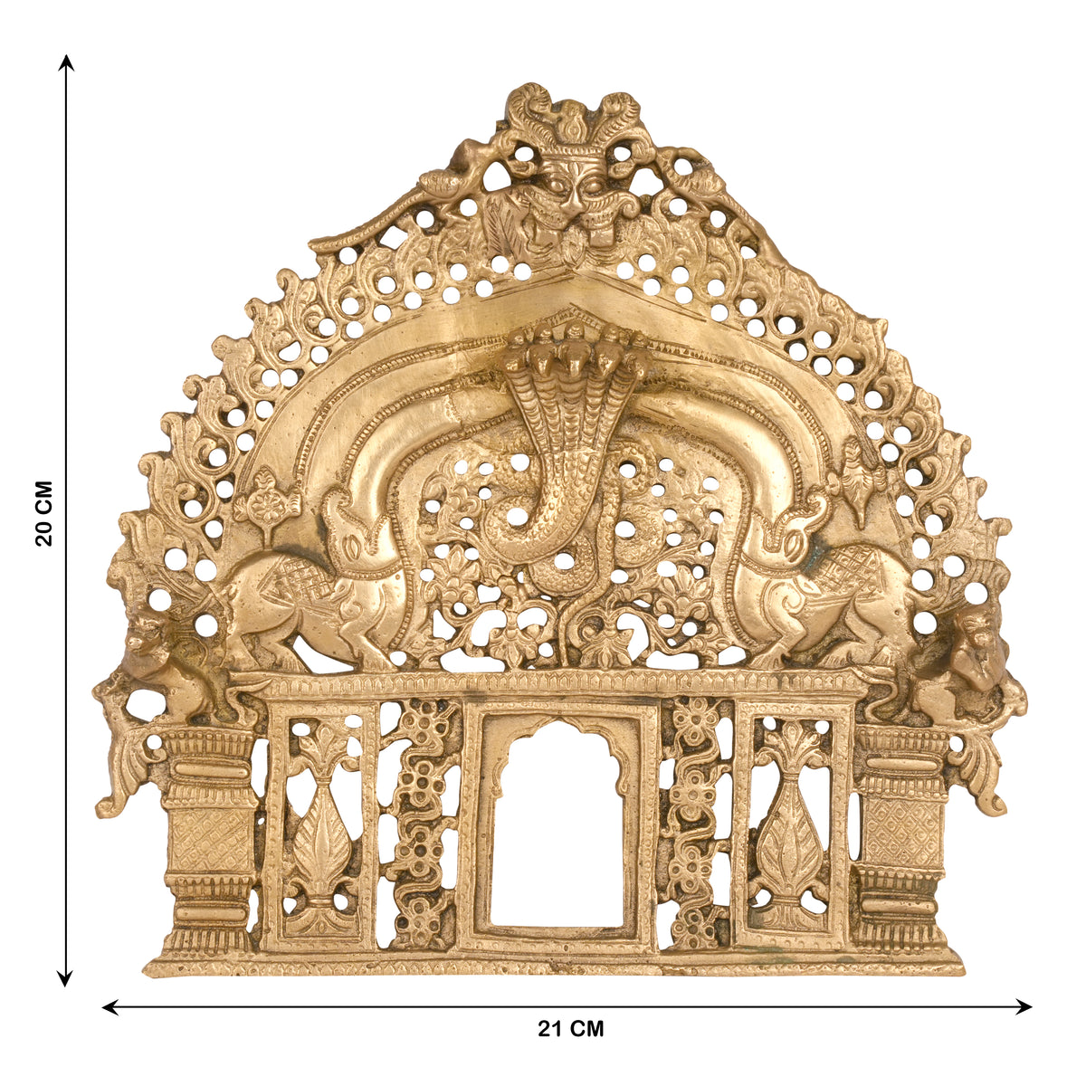Handcrafted Indian Brass Prabhavali Wall Hanging| Temple Arch with Naga & Divine Motifs