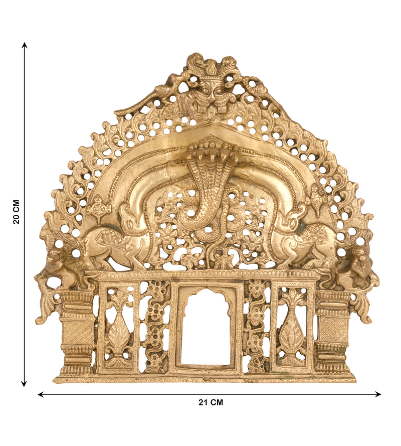 Handcrafted Indian Brass Prabhavali Wall Hanging| Temple Arch with Naga & Divine Motifs