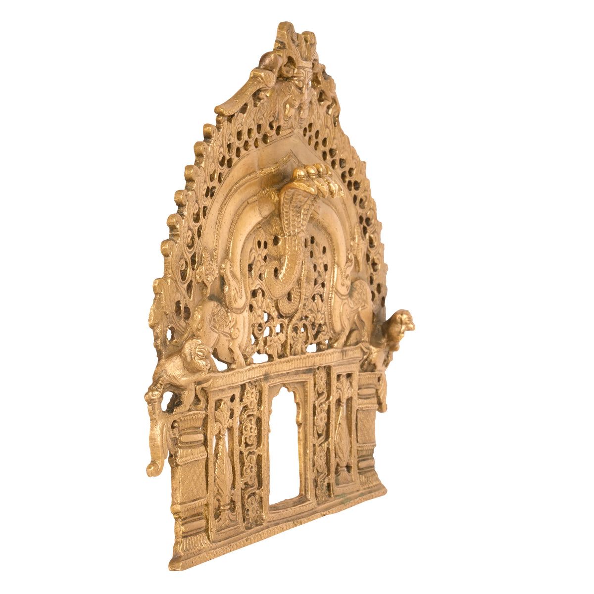 Handcrafted Indian Brass Prabhavali Wall Hanging| Temple Arch with Naga & Divine Motifs
