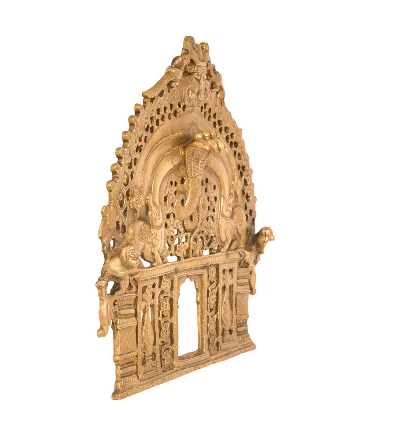 Handcrafted Indian Brass Prabhavali Wall Hanging| Temple Arch with Naga & Divine Motifs
