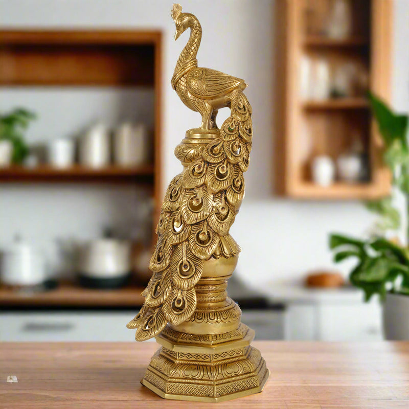 Handcrafted Indian Brass Peacock Statue | Symbol of Grace & Prosperity