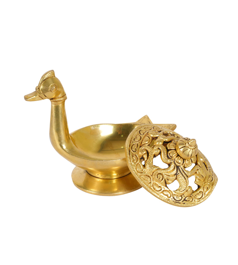 Handcrafted Indian Brass Swan Incense Burner | Artisan Dhoop Dani