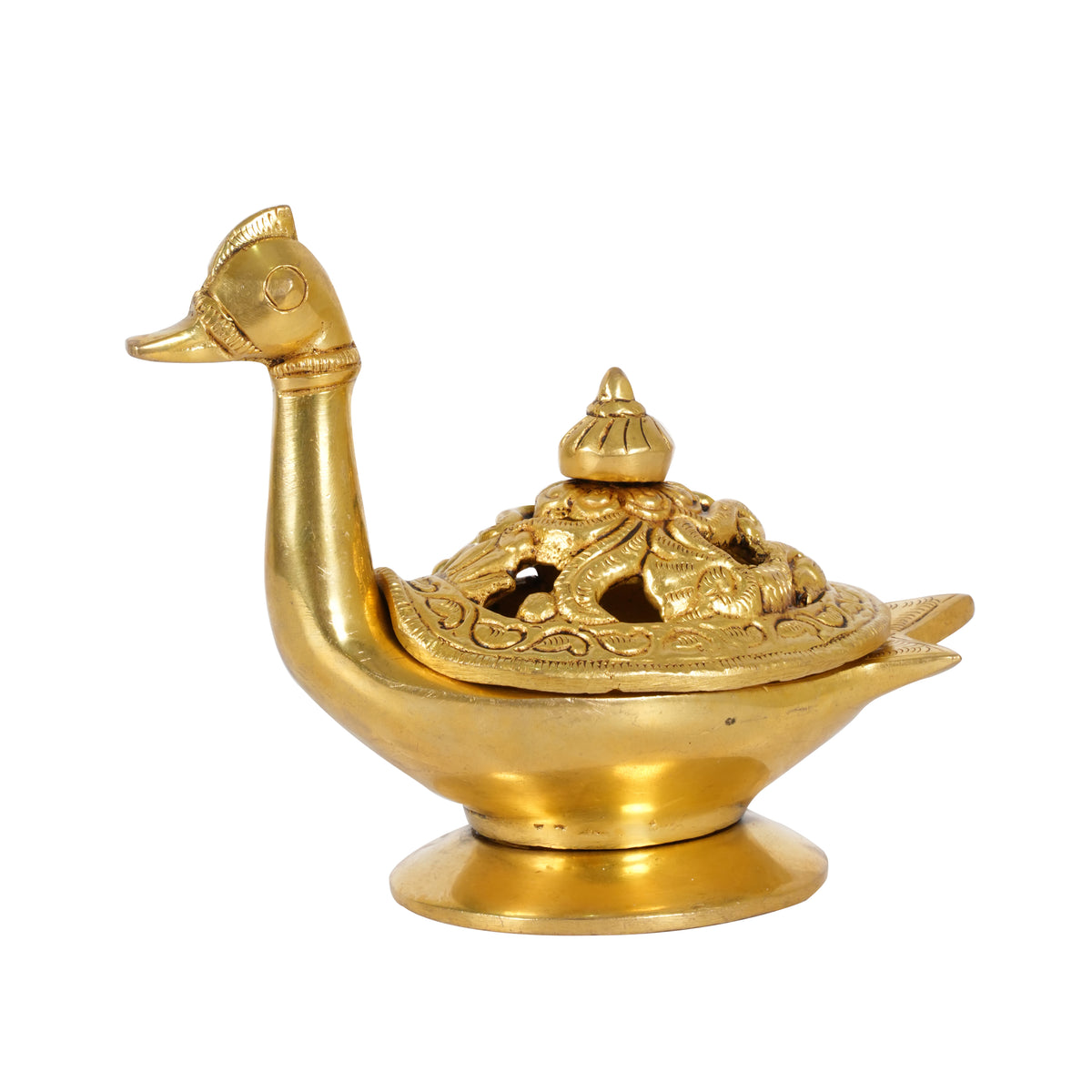 Handcrafted Indian Brass Swan Incense Burner | Artisan Dhoop Dani