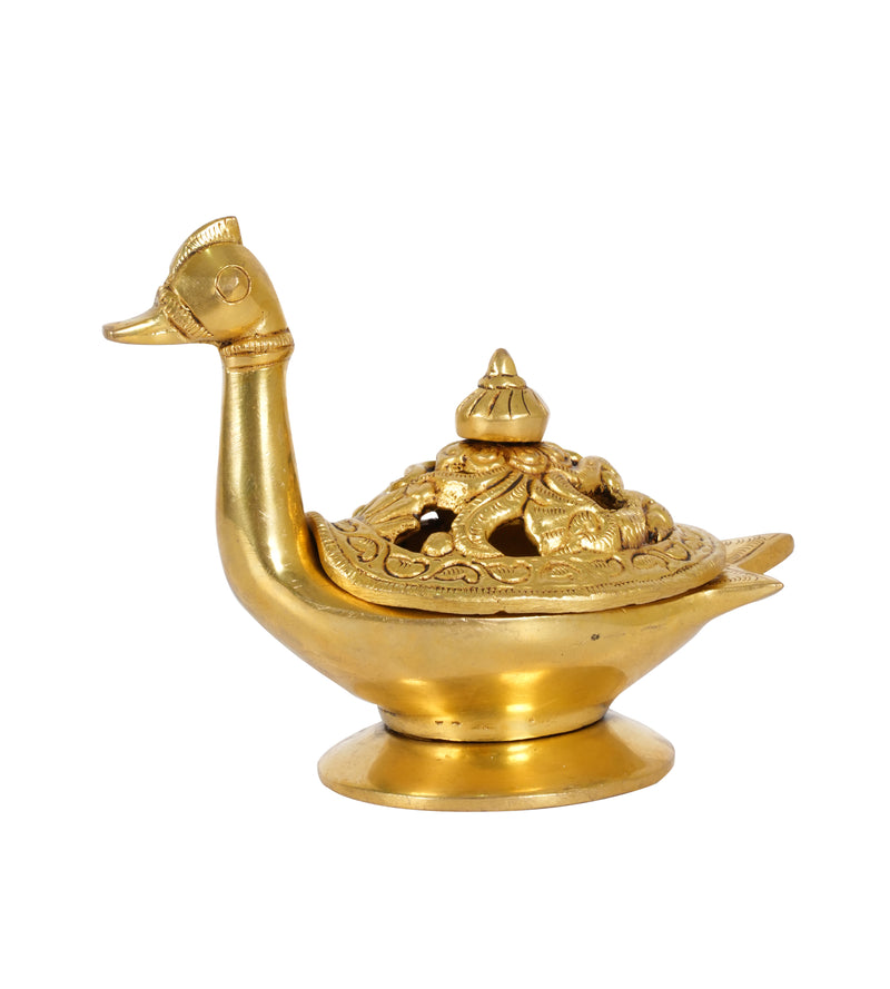 Handcrafted Indian Brass Swan Incense Burner | Artisan Dhoop Dani