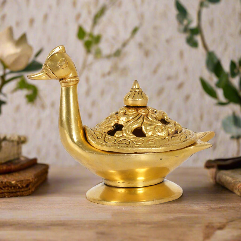 Handcrafted Indian Brass Swan Incense Burner | Artisan Dhoop Dani