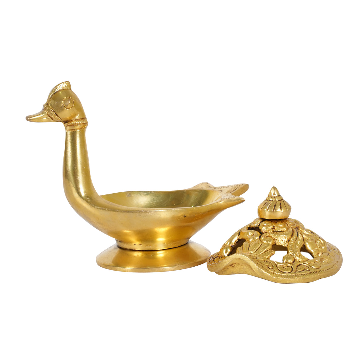 Handcrafted Indian Brass Swan Incense Burner | Artisan Dhoop Dani