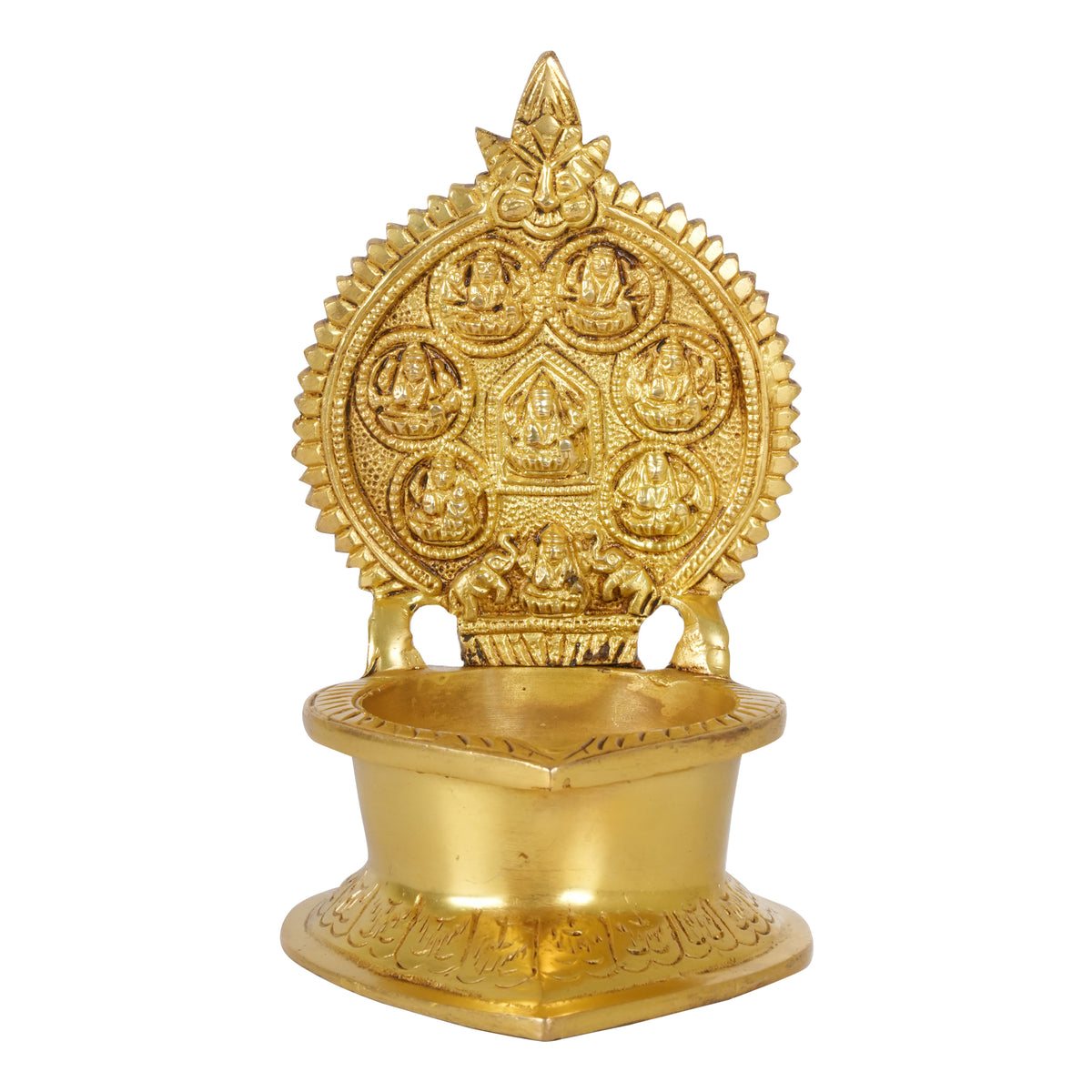 Handcrafted Brass Ashtalakshmi Diya | Artisan Oil Lamp for Prosperity