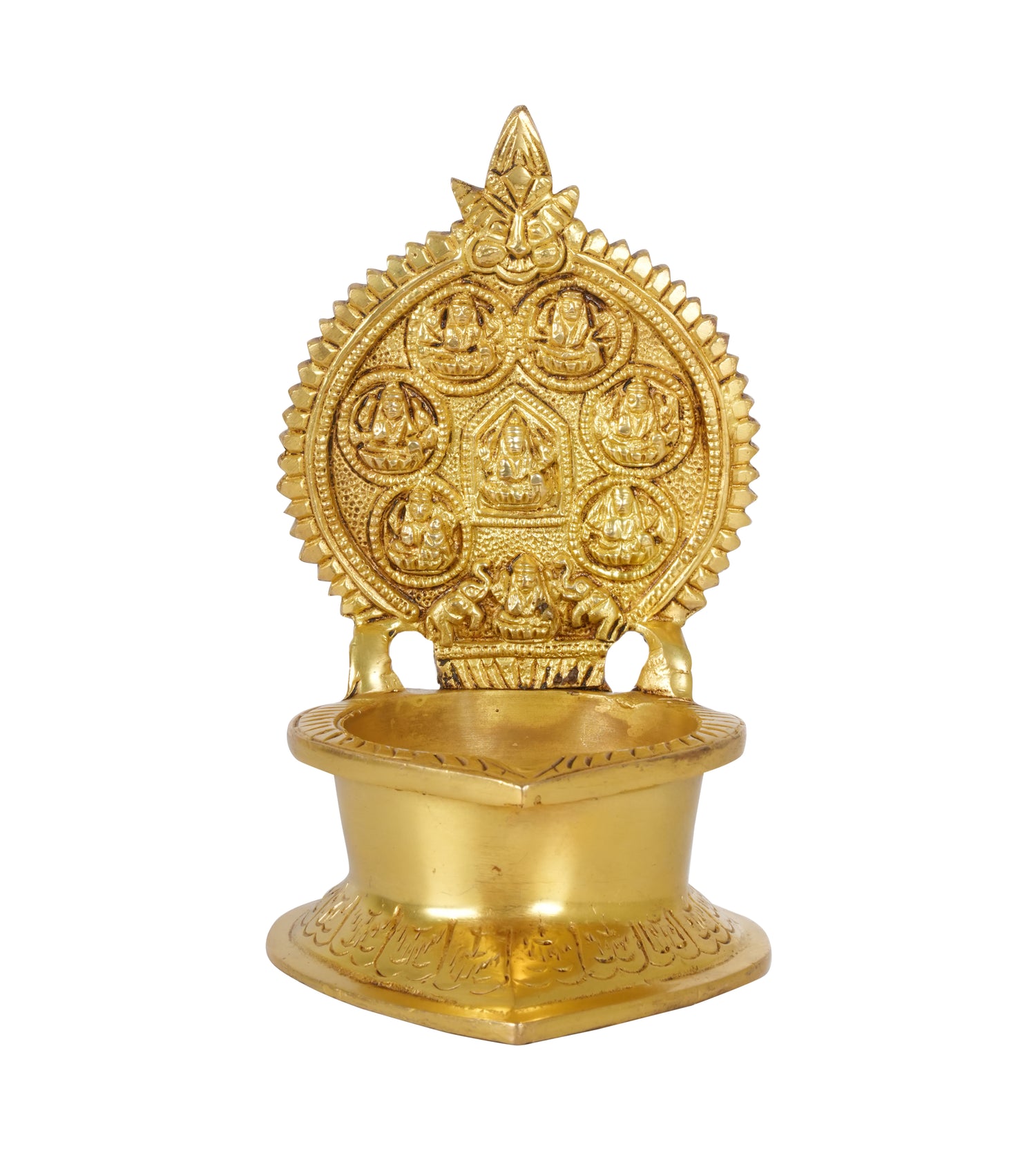Handcrafted Brass Ashtalakshmi Diya | Artisan Oil Lamp for Prosperity