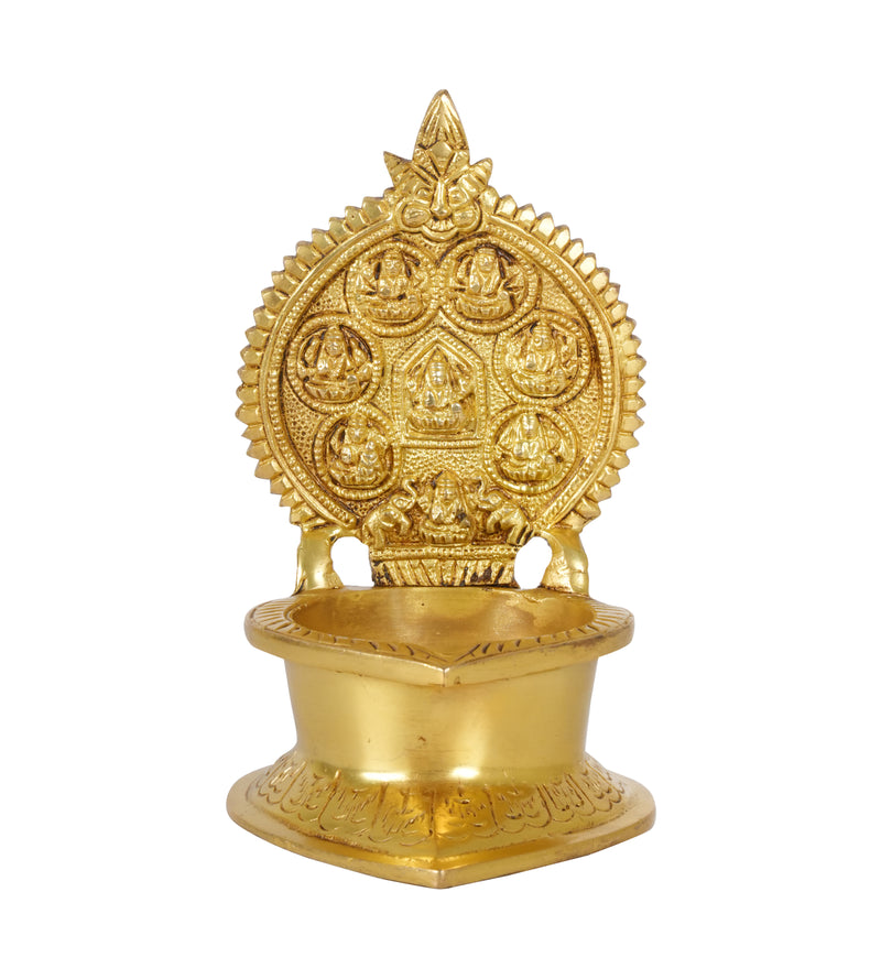 Handcrafted Brass Ashtalakshmi Diya | Artisan Oil Lamp for Prosperity