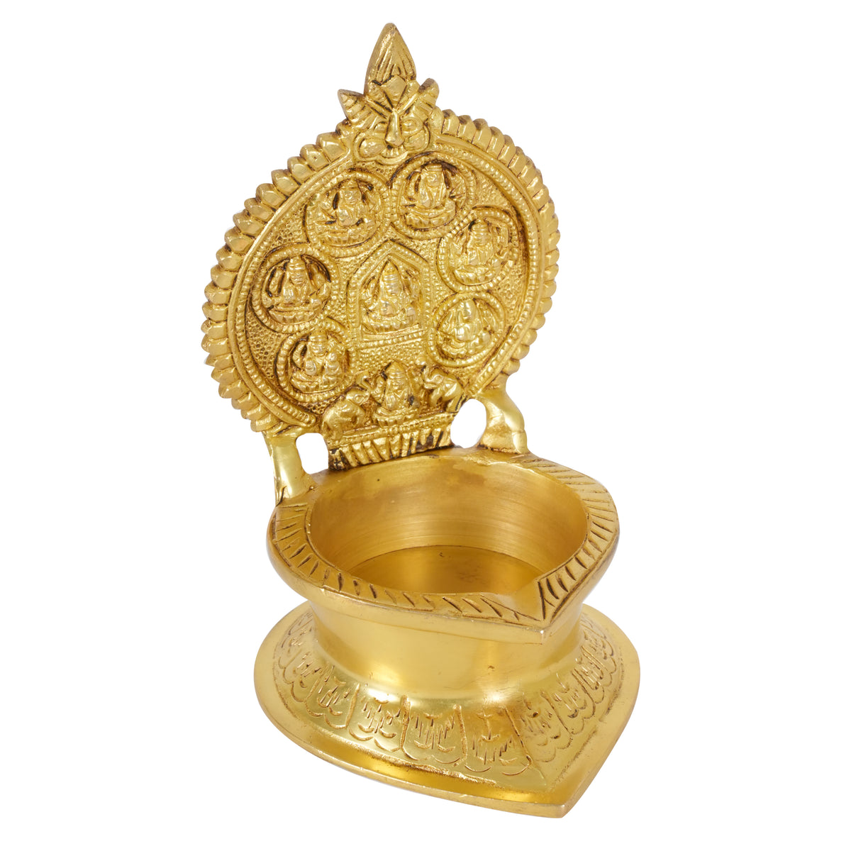 Handcrafted Brass Ashtalakshmi Diya | Artisan Oil Lamp for Prosperity
