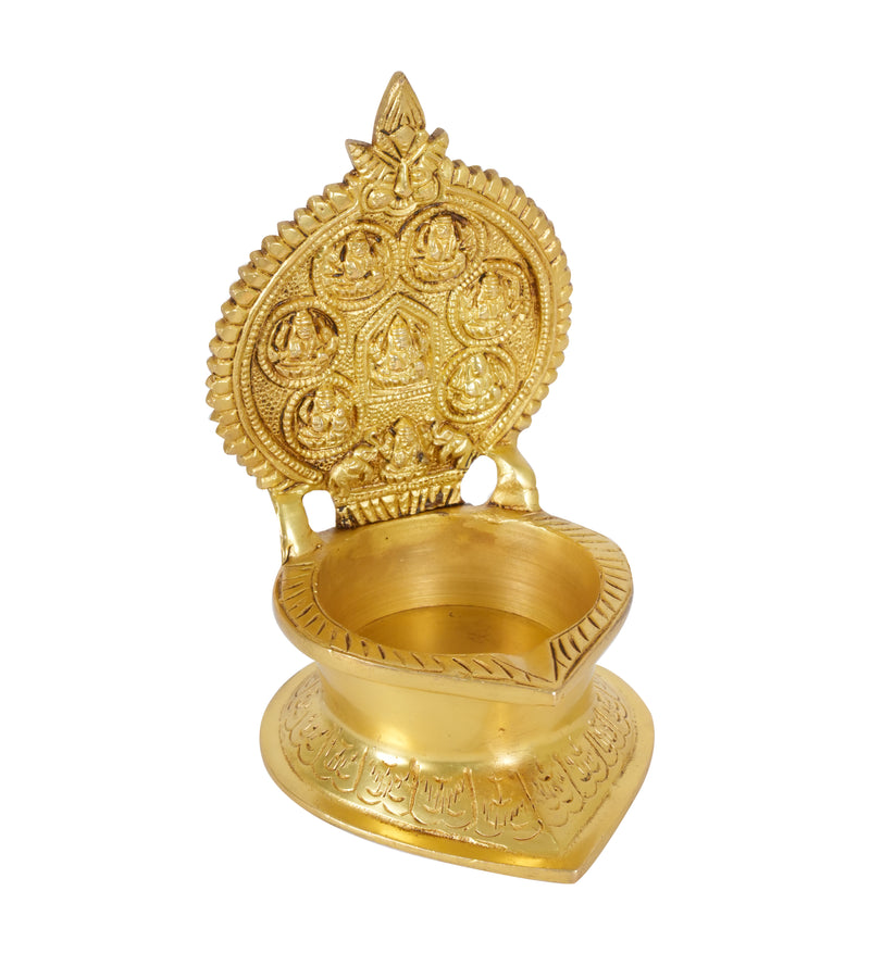 Handcrafted Brass Ashtalakshmi Diya | Artisan Oil Lamp for Prosperity