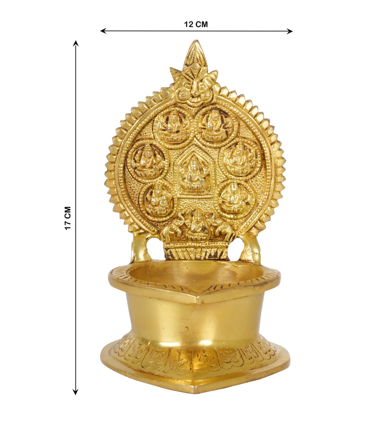 Handcrafted Brass Ashtalakshmi Diya | Artisan Oil Lamp for Prosperity