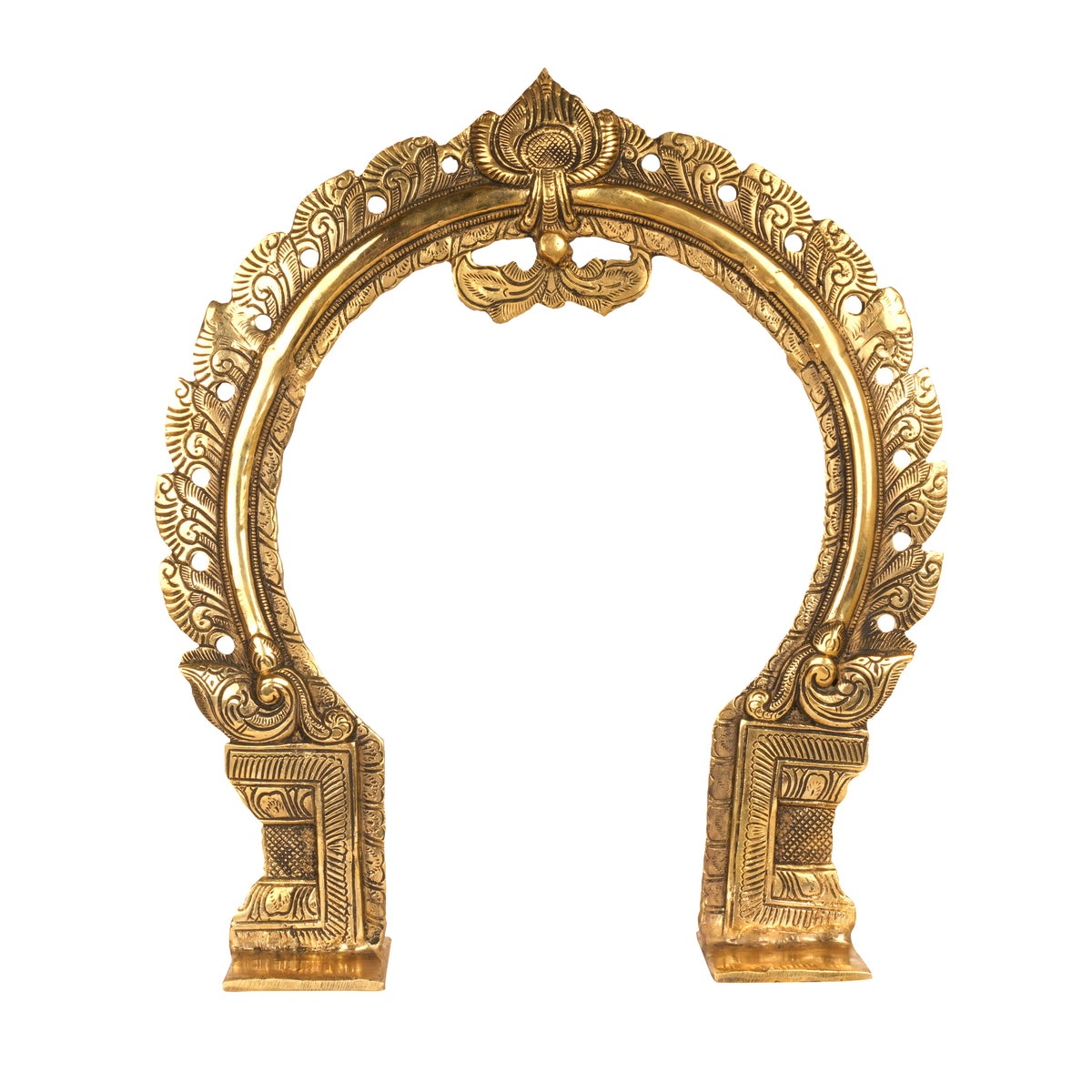 Handcrafted Indian Brass Prabhavali | Temple Arch with Luminous Flame Motifs
