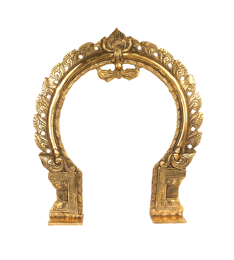 Handcrafted Indian Brass Prabhavali | Temple Arch with Luminous Flame Motifs