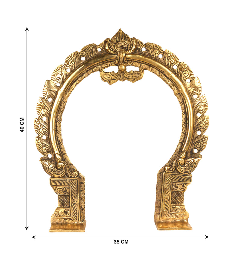 Handcrafted Indian Brass Prabhavali | Temple Arch with Luminous Flame Motifs