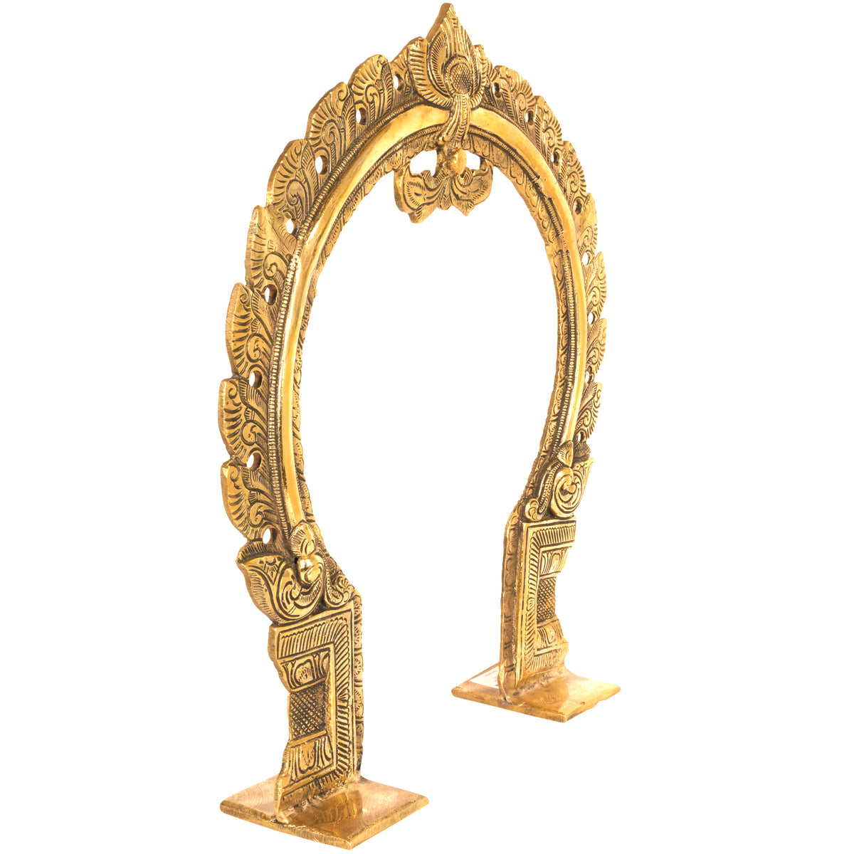 Handcrafted Indian Brass Prabhavali | Temple Arch with Luminous Flame Motifs