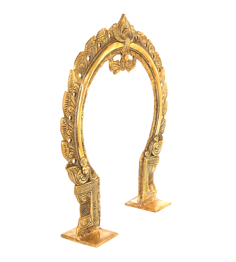 Handcrafted Indian Brass Prabhavali | Temple Arch with Luminous Flame Motifs