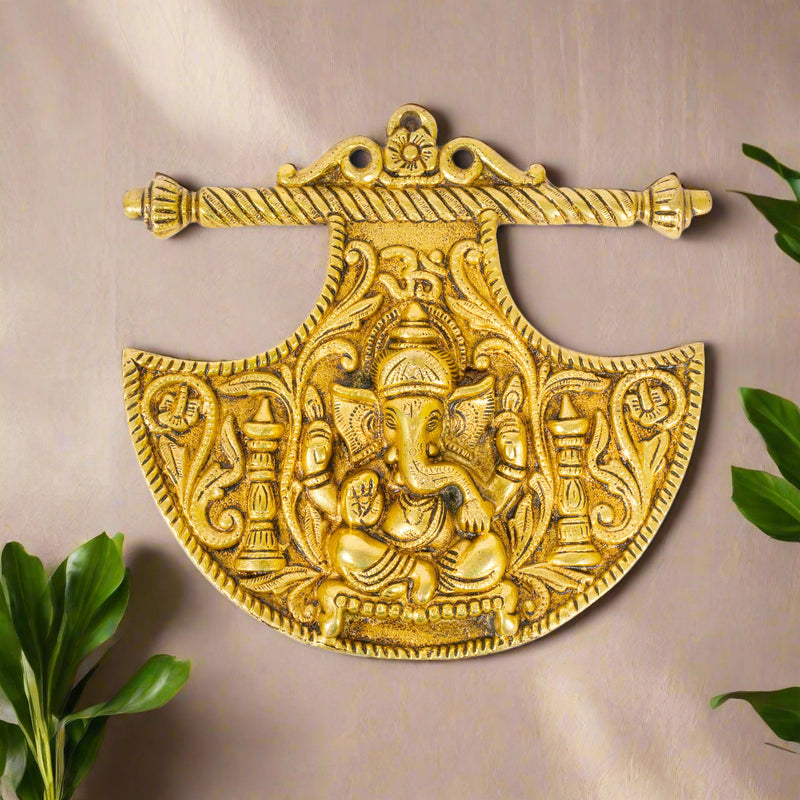 Handcrafted Brass Ganesha Wall Plaque | Auspicious Indian Art from Moradabad