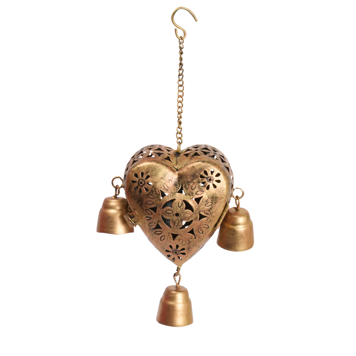 Handcrafted Indian Metal Tealight Holder with Bells