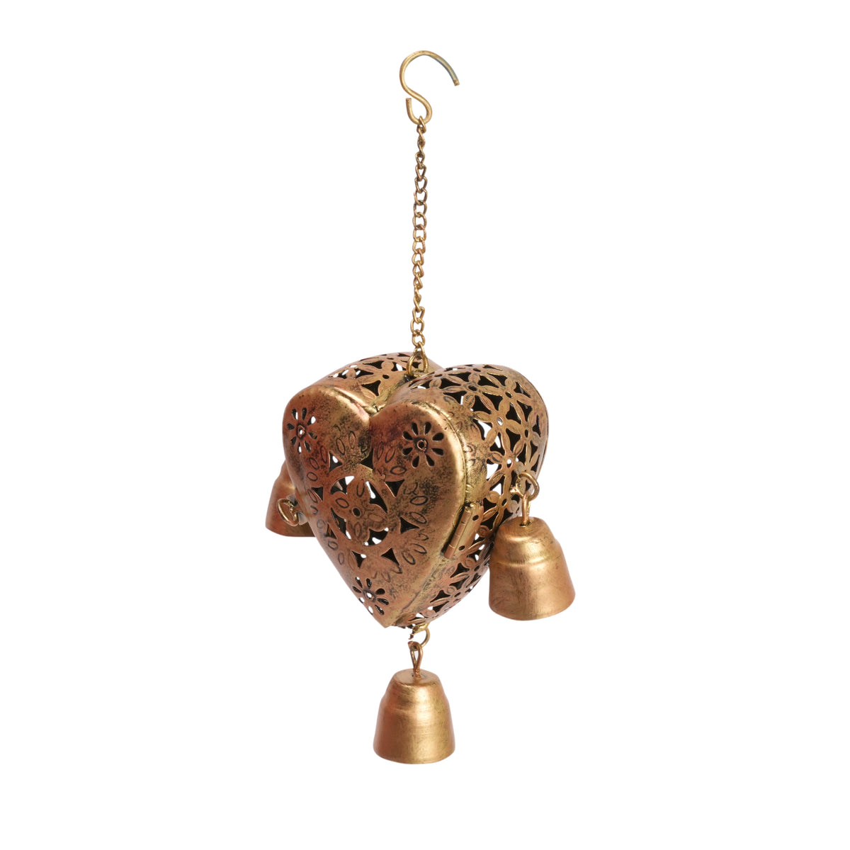 Handcrafted Indian Metal Tealight Holder with Bells
