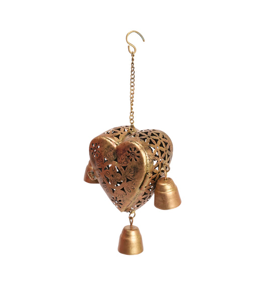 Handcrafted Indian Metal Tealight Holder with Bells