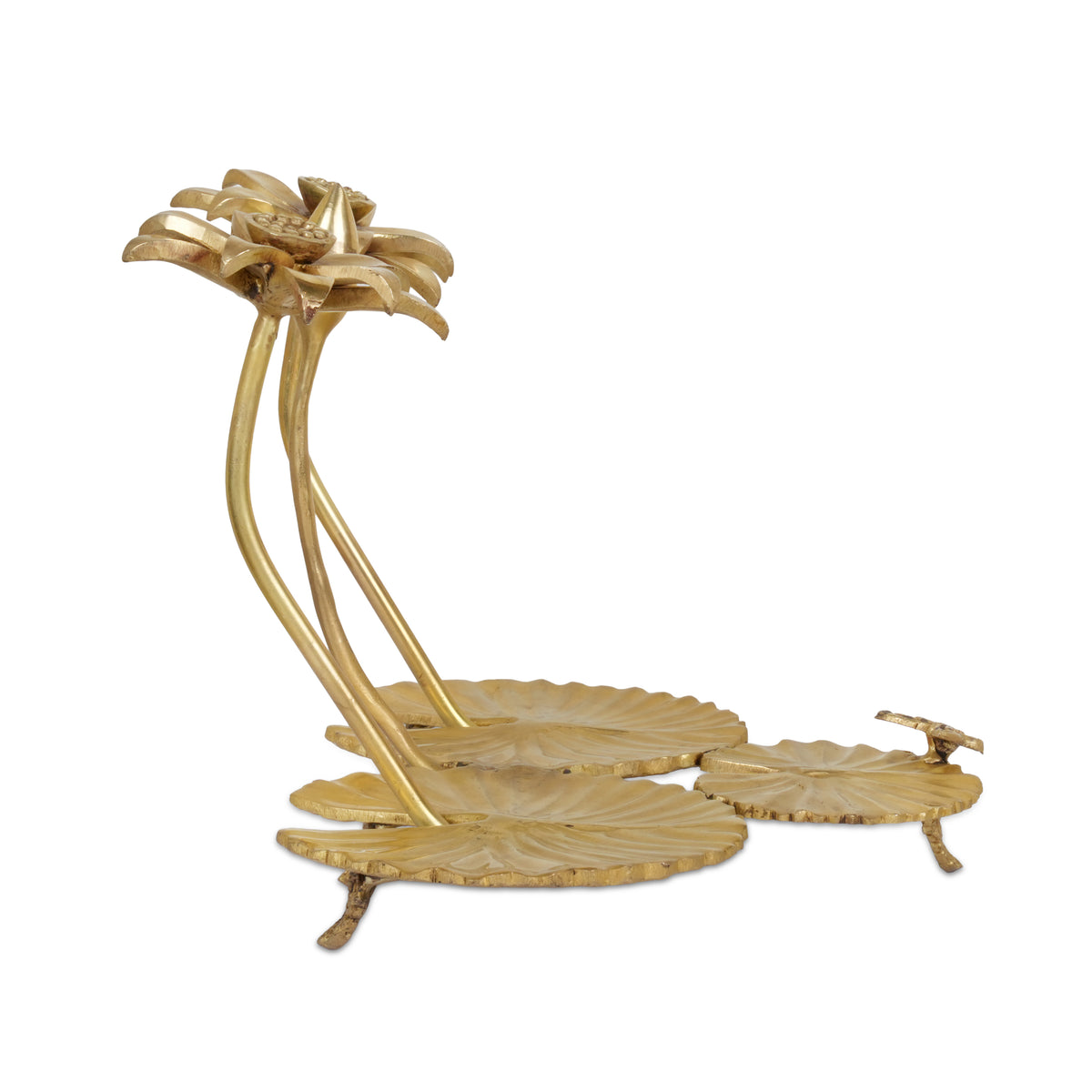 Handcrafted Brass Lotus Flower & Leaf Decorative Accent
