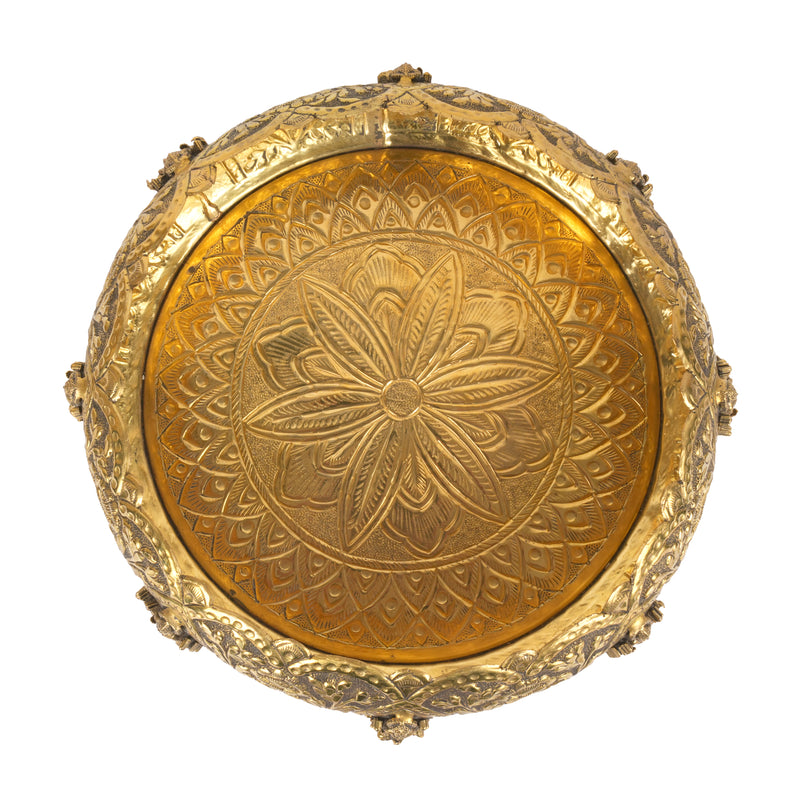 Handcrafted Traditional Brass Ashta Lakshmi Urli | Embossed Floral Floating Flower Bowl