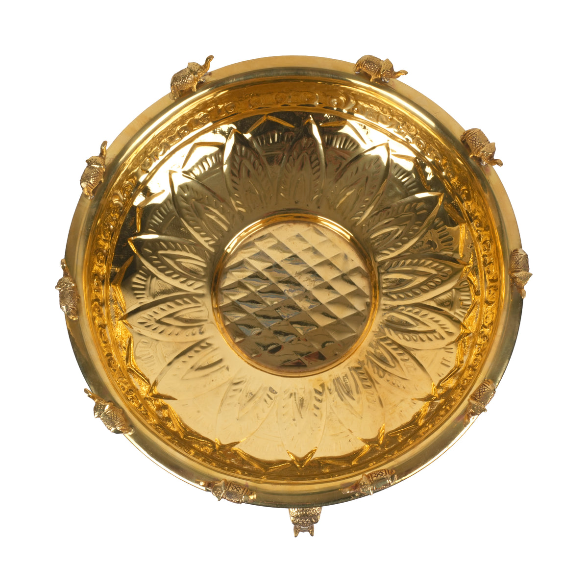 Handcrafted Traditional Brass Royal Elephant Urli | Procession Rim Floating Flower Bowl