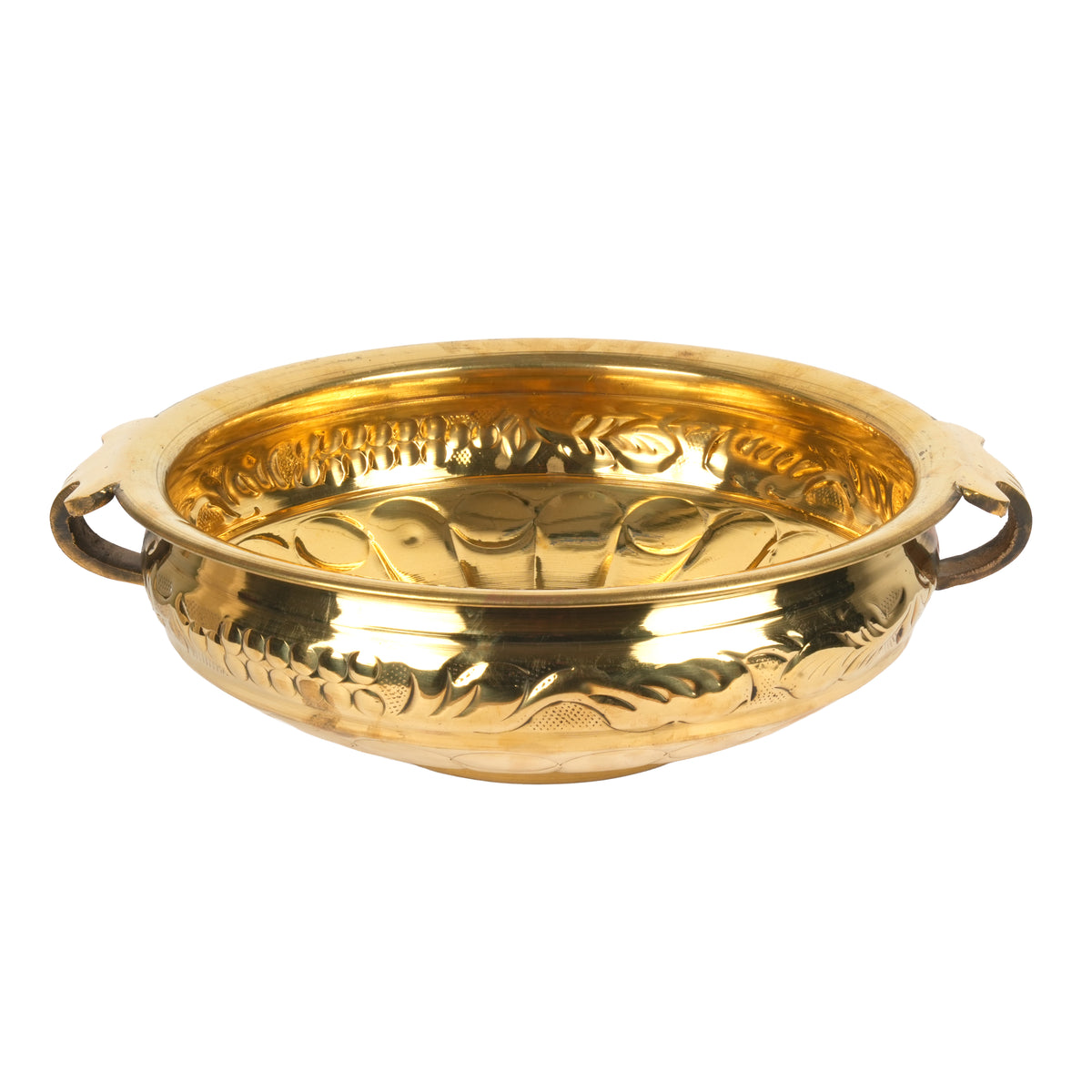 Handcrafted Traditional Brass Embossed Urli | Floral Vine Floating Flower Bowl