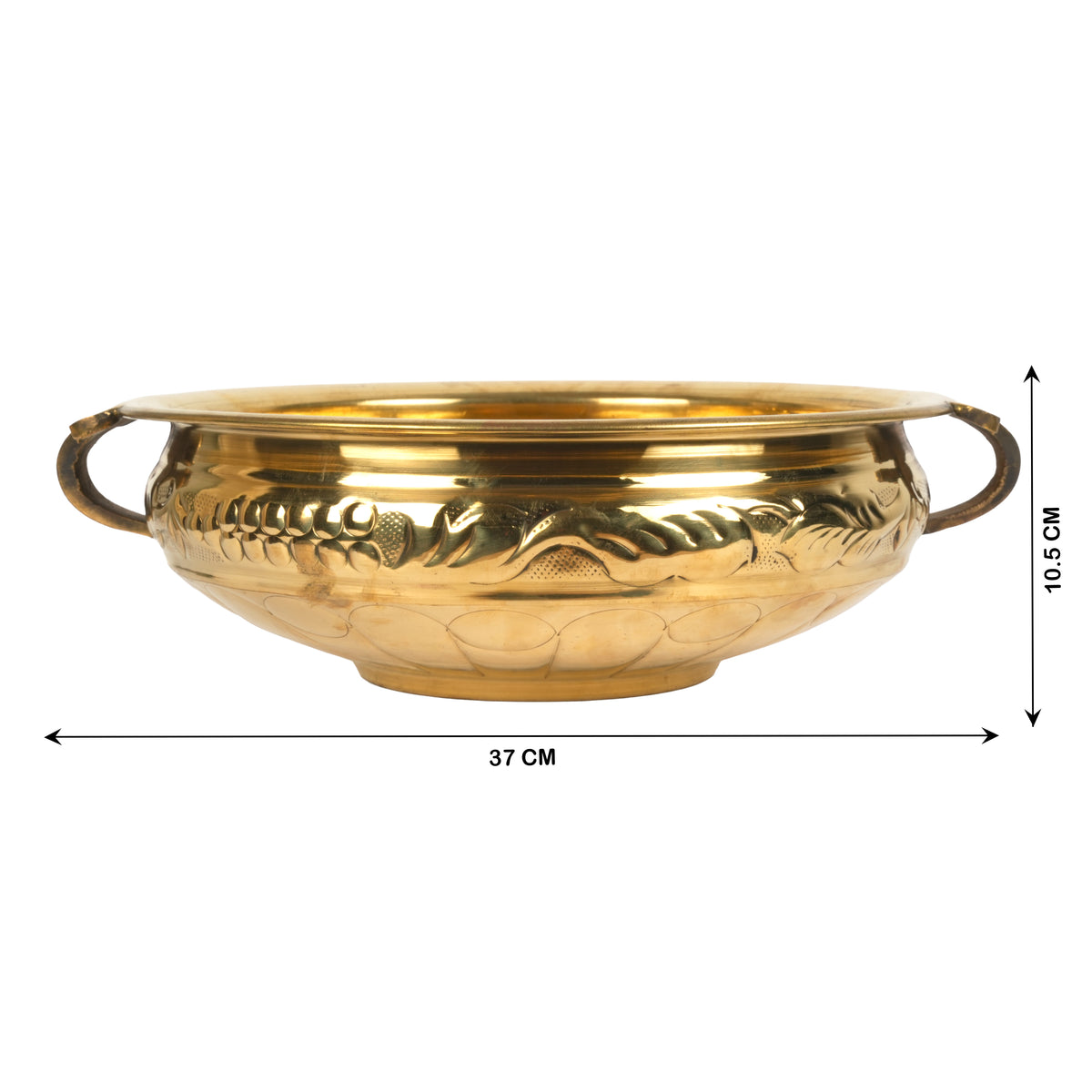 Handcrafted Traditional Brass Embossed Urli | Floral Vine Floating Flower Bowl
