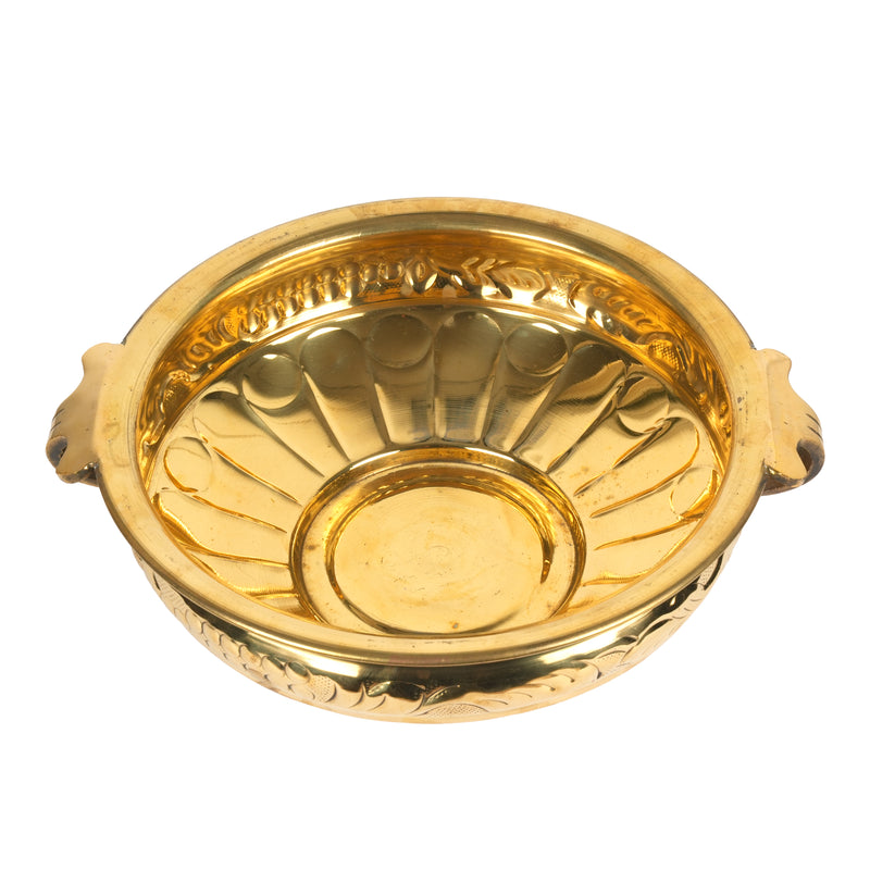 Handcrafted Traditional Brass Embossed Urli | Floral Vine Floating Flower Bowl