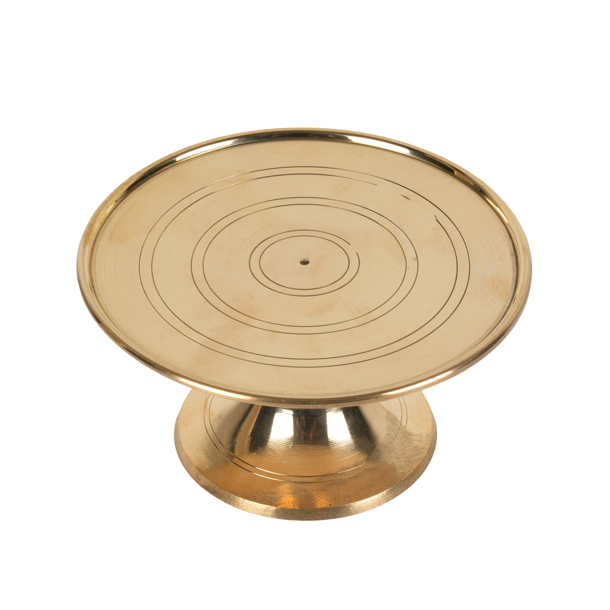 Handcrafted Traditional Brass Elevated Altar Stand | Minimalist Concentric Ring Pedestal
