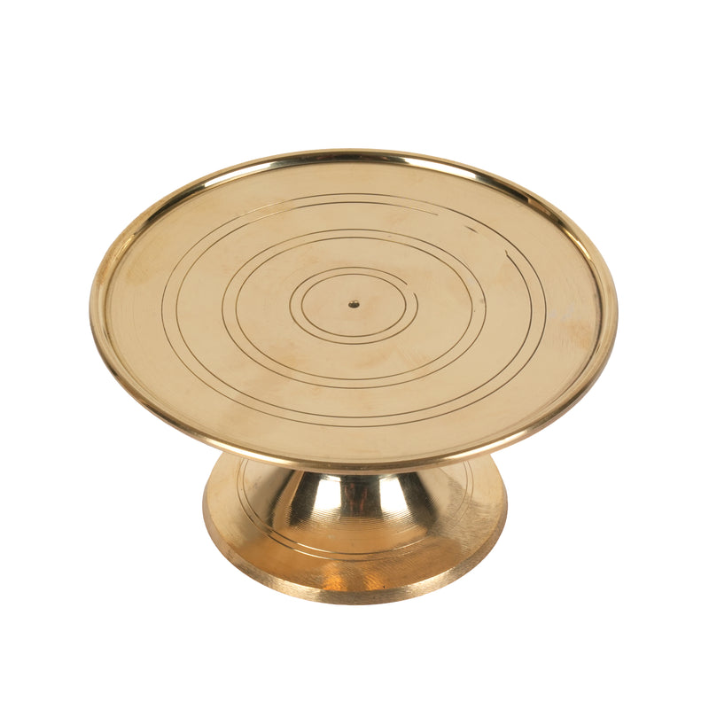Handcrafted Traditional Brass Elevated Altar Stand | Minimalist Concentric Ring Pedestal