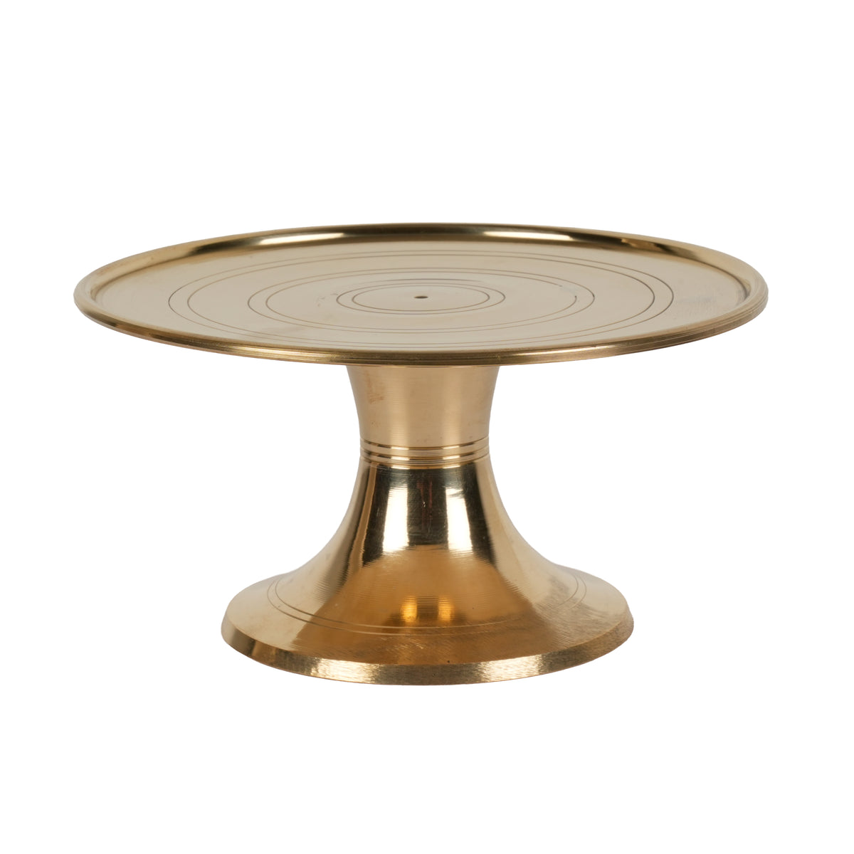 Handcrafted Traditional Brass Elevated Altar Stand | Minimalist Concentric Ring Pedestal