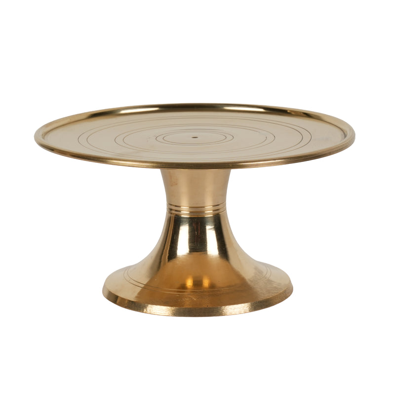 Handcrafted Traditional Brass Elevated Altar Stand | Minimalist Concentric Ring Pedestal