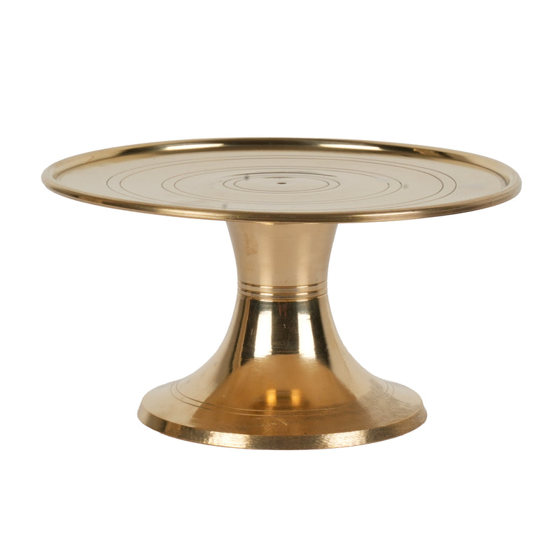 Handcrafted Traditional Brass Elevated Altar Stand | Minimalist Concentric Ring Pedestal