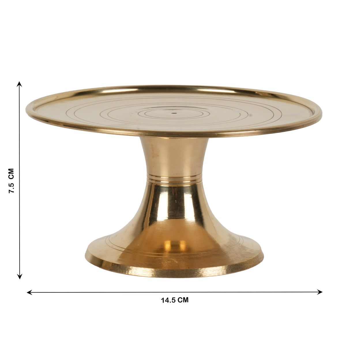 Handcrafted Traditional Brass Elevated Altar Stand | Minimalist Concentric Ring Pedestal