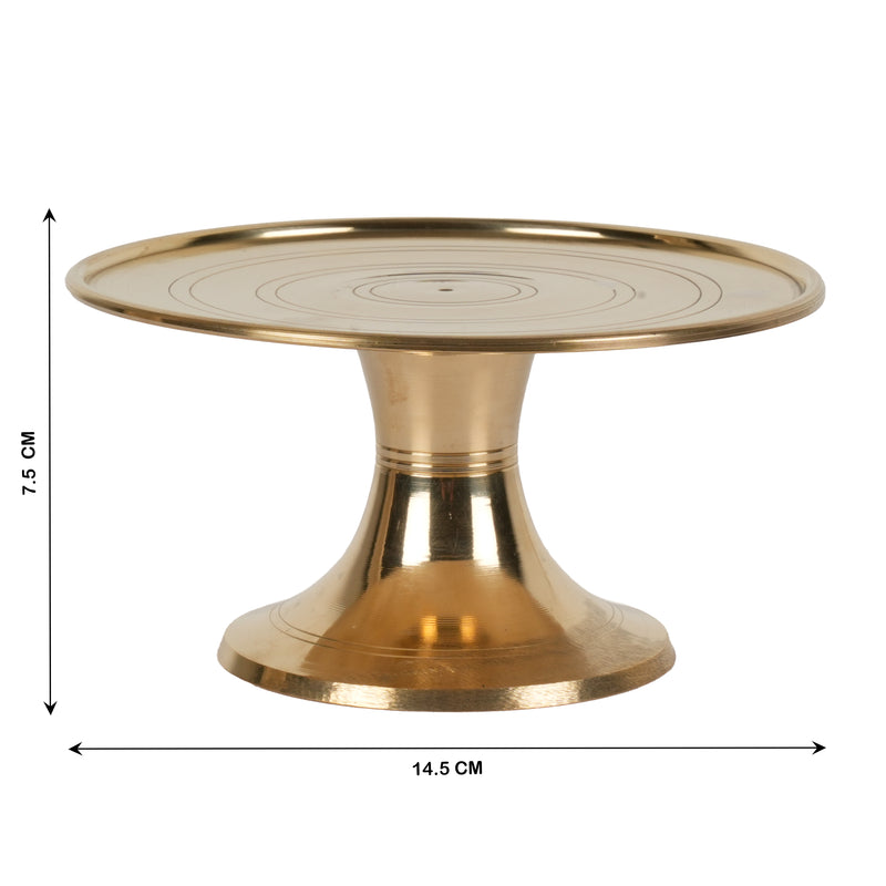 Handcrafted Traditional Brass Elevated Altar Stand | Minimalist Concentric Ring Pedestal