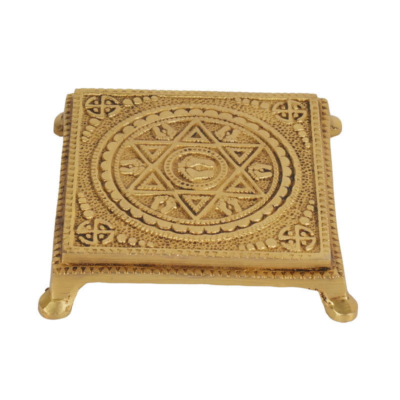 Handcrafted Traditional Brass Yantra Chowki | Sacred Geometric Altar Stand