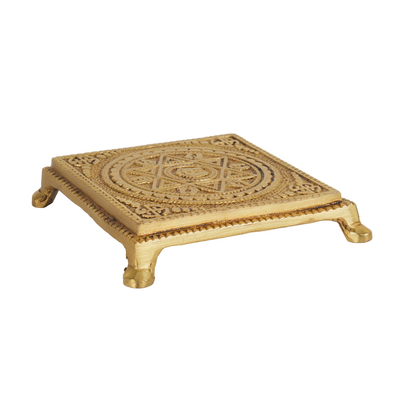 Handcrafted Traditional Brass Yantra Chowki | Sacred Geometric Altar Stand