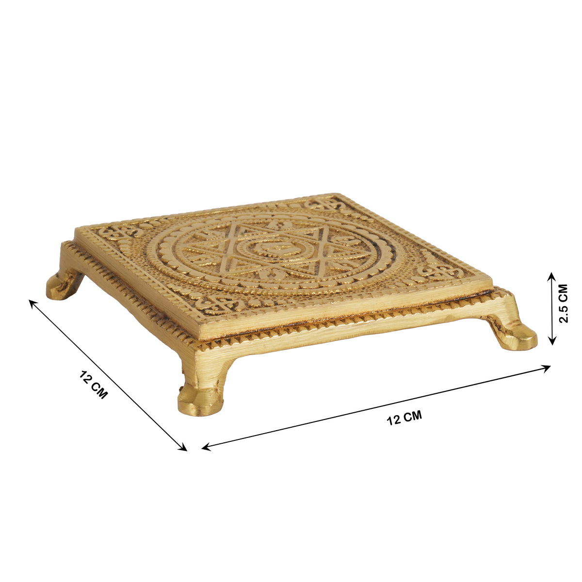 Handcrafted Traditional Brass Yantra Chowki | Sacred Geometric Altar Stand