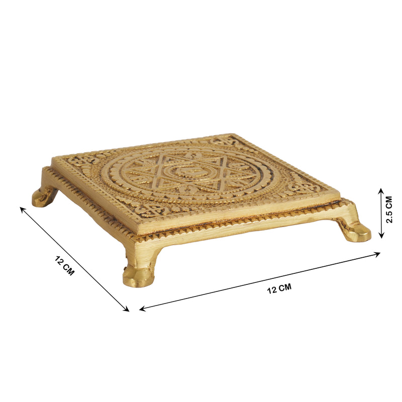 Handcrafted Traditional Brass Yantra Chowki | Sacred Geometric Altar Stand
