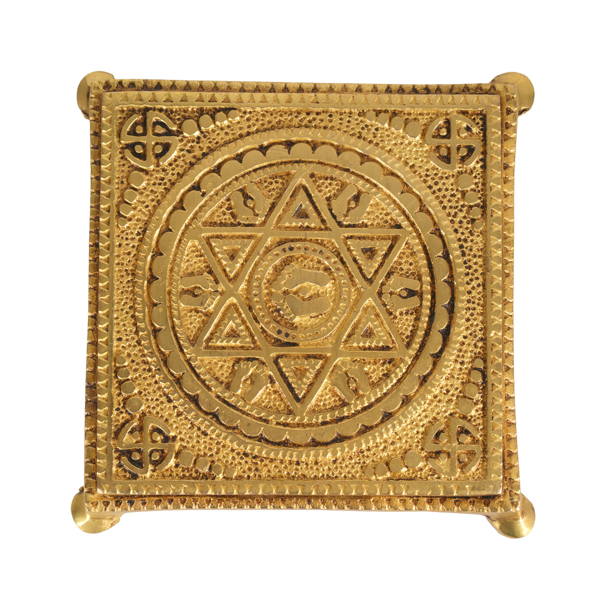 Handcrafted Traditional Brass Yantra Chowki | Sacred Geometric Altar Stand